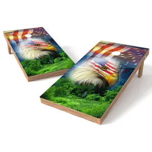 Official Size 2x4 Mountain Scene Eagle Fade Cornhole Game