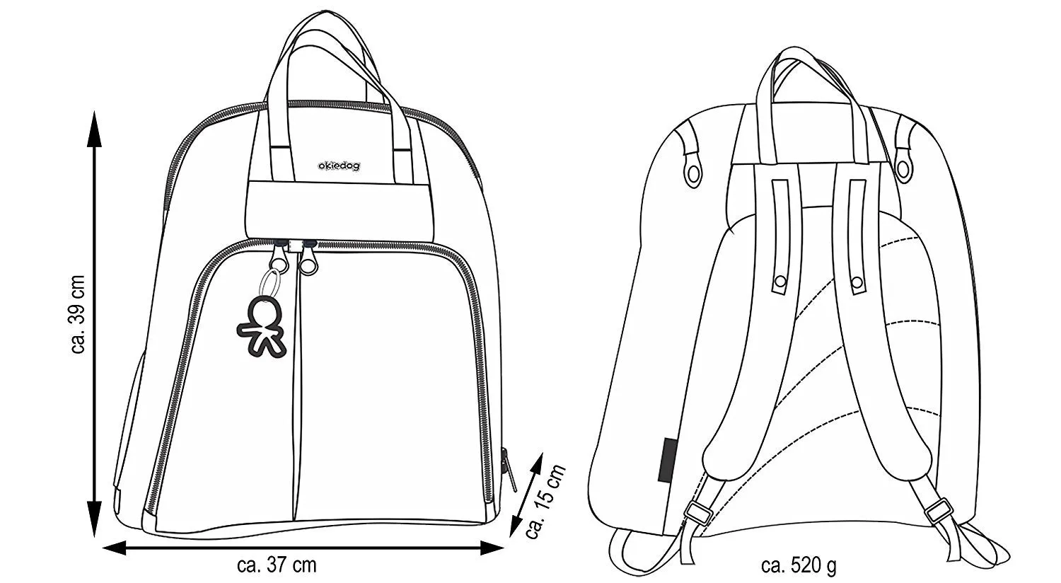 Okiedog Trek Diaper Bag Urban Grey Melange