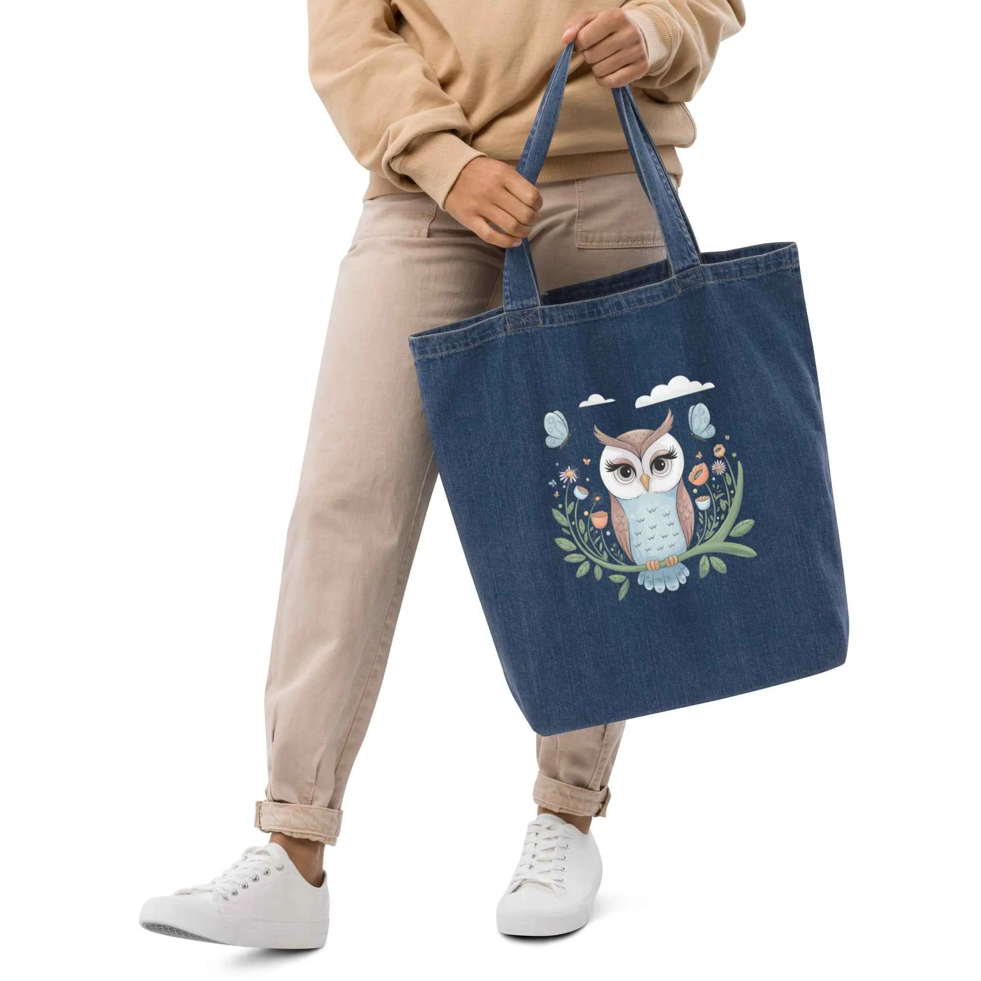 Owl Organic Denim Tote Bags - Durable & Sustainable Fashion