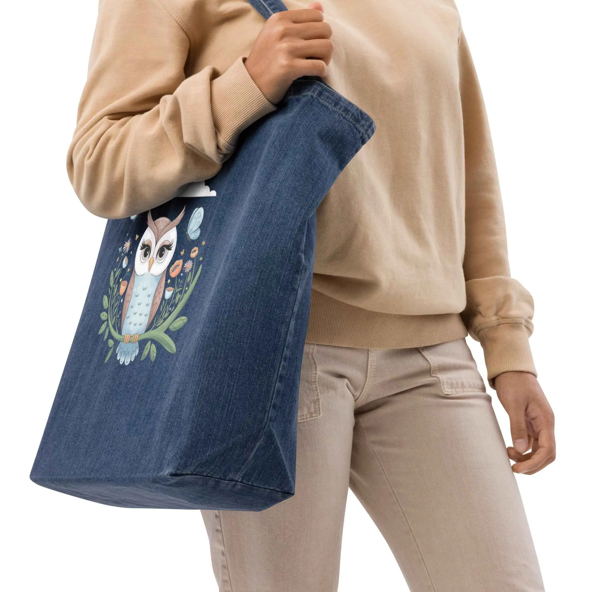 Owl Organic Denim Tote Bags - Durable & Sustainable Fashion