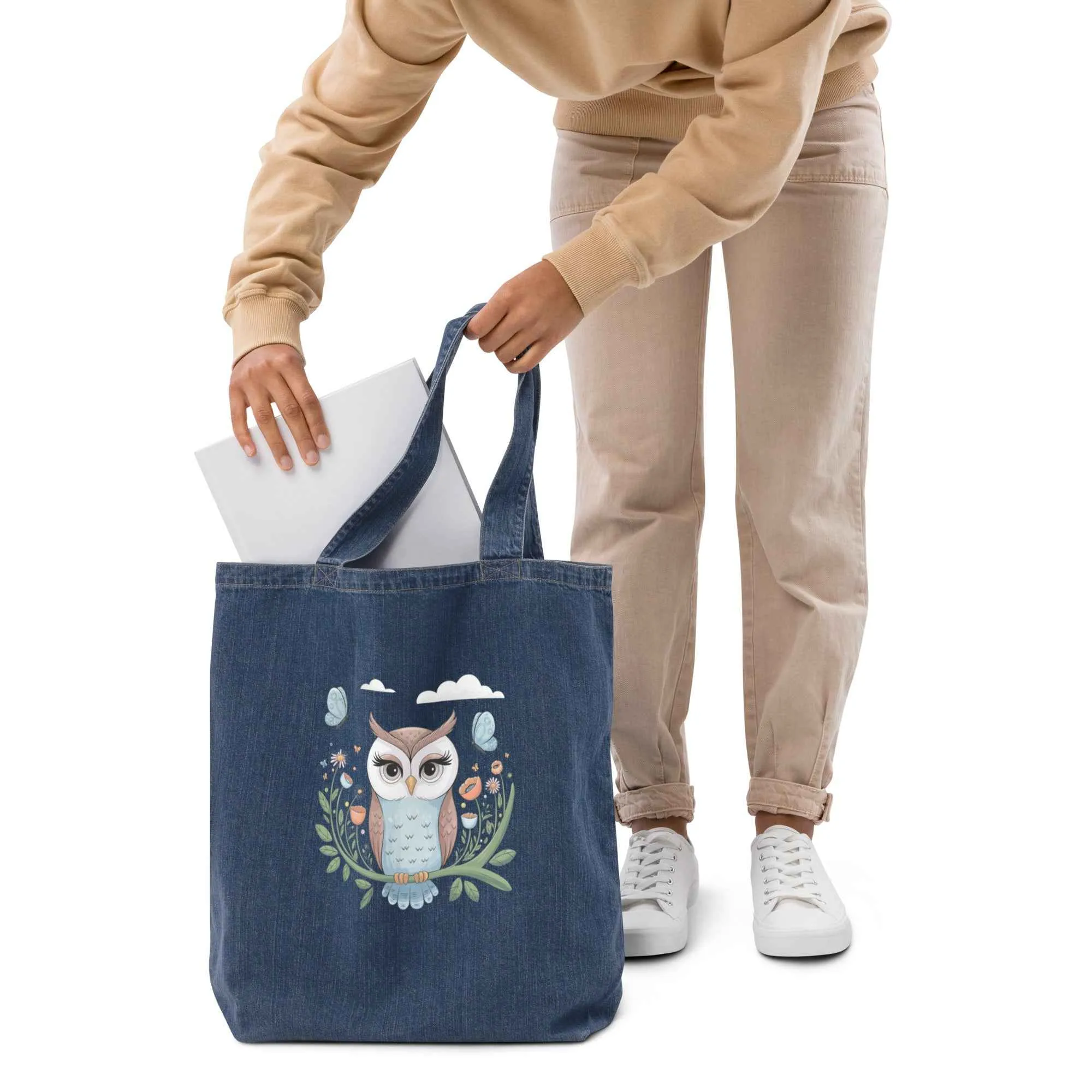 Owl Organic Denim Tote Bags - Durable & Sustainable Fashion