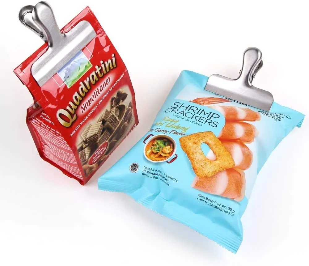 Pack of 8 Metal Food Bag Clips Size 3 Inch