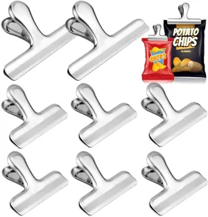 Pack of 8 Metal Food Bag Clips Size 3 Inch