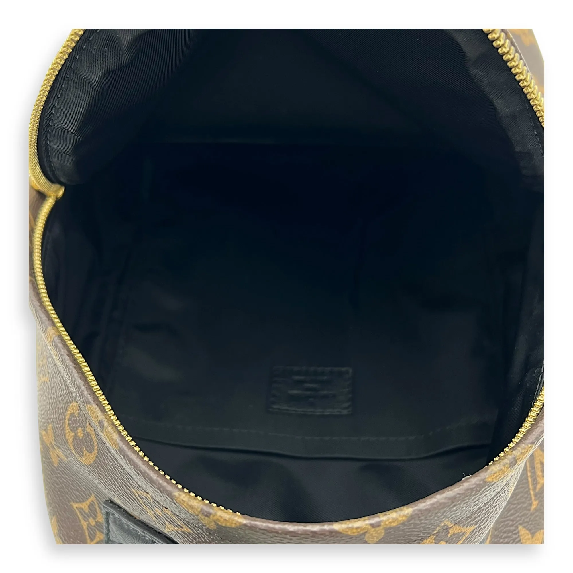 Palm Springs Backpack PM Brown in Monogram Coated Canvas, Gold hardware