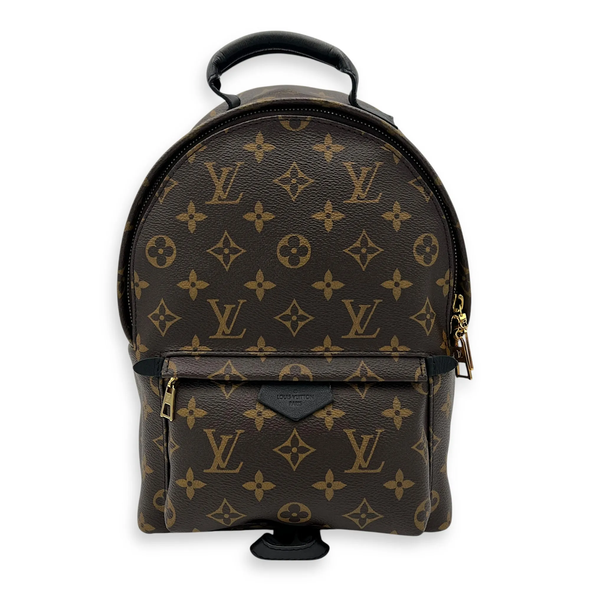 Palm Springs Backpack PM Brown in Monogram Coated Canvas, Gold hardware