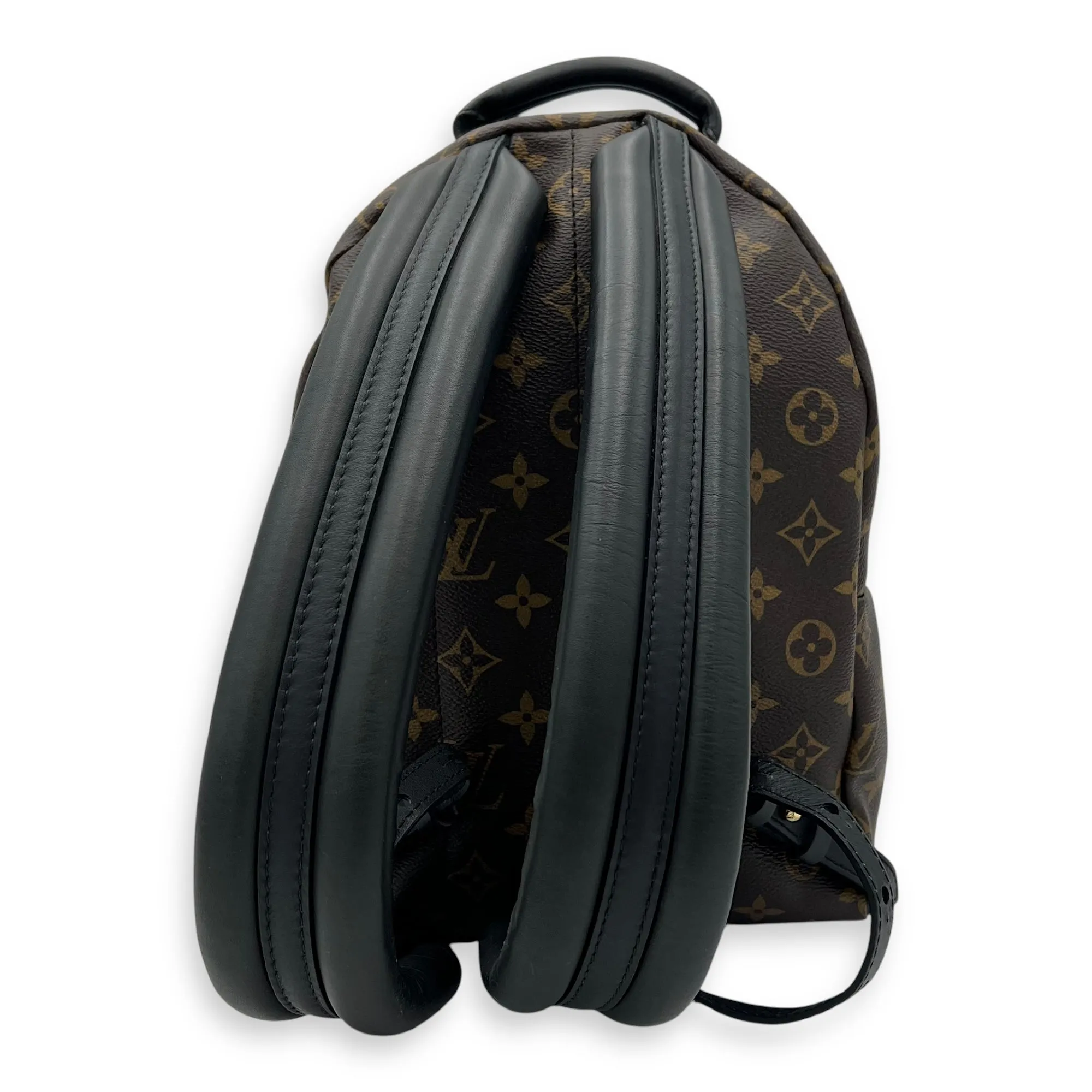 Palm Springs Backpack PM Brown in Monogram Coated Canvas, Gold hardware