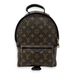 Palm Springs Backpack PM Brown in Monogram Coated Canvas, Gold hardware