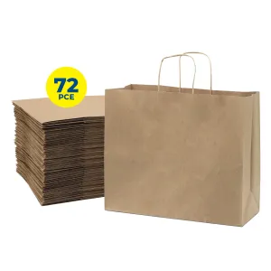 Party Central 72PCE Gift/Craft Paper Bags Horizontal Brown Reusable 25 x 33cm