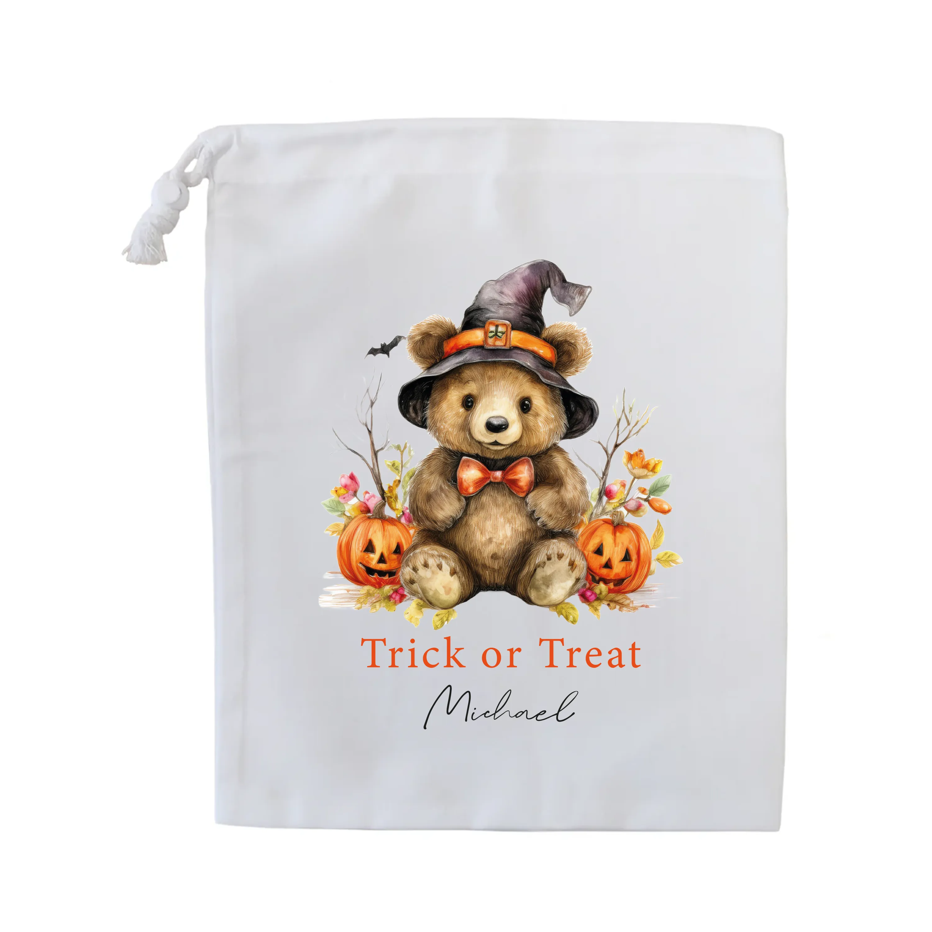 Personalised Halloween Trick or Treat Bag | Cute Bear Design