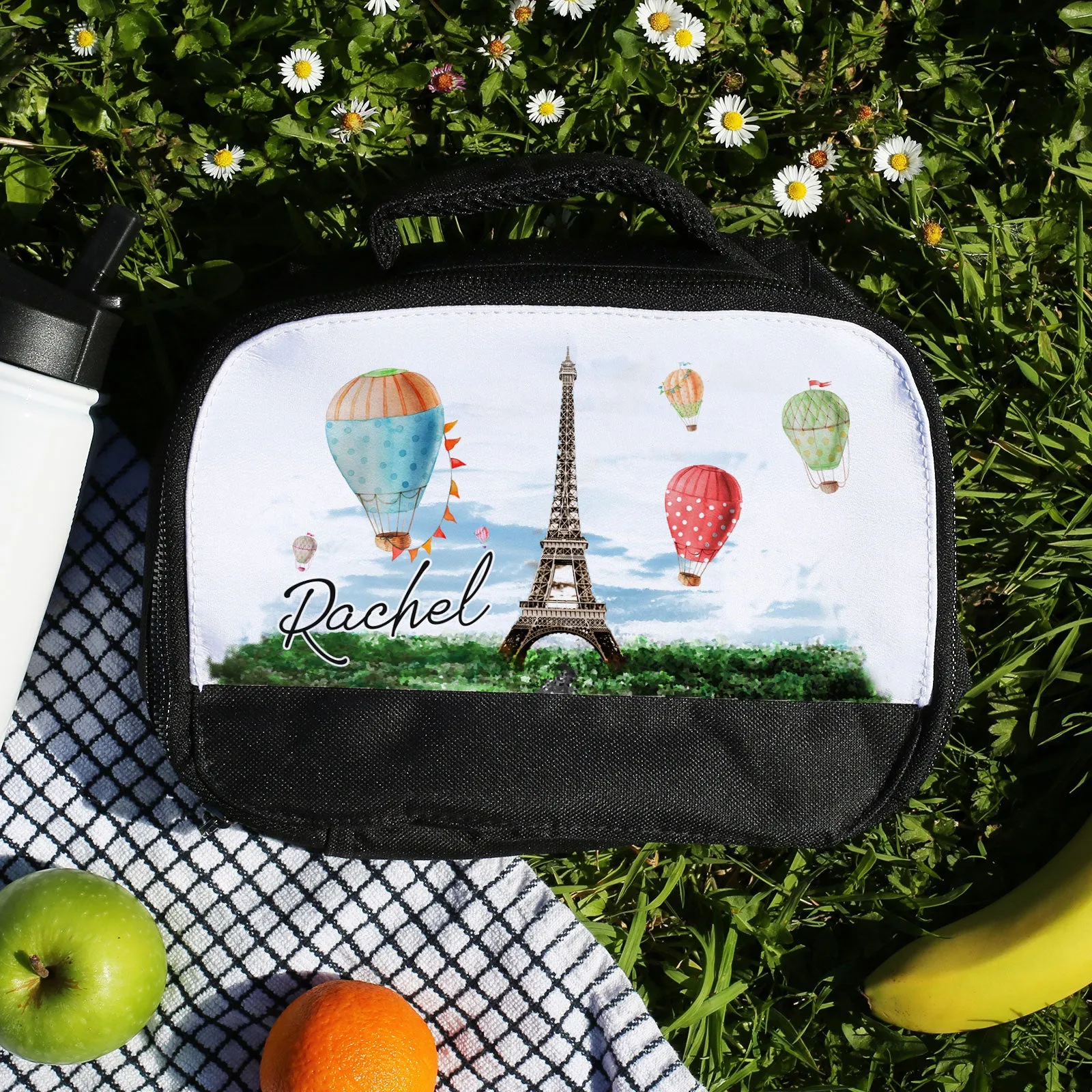 Personalised Lunch Bag with Air Balloons in Paris & Name