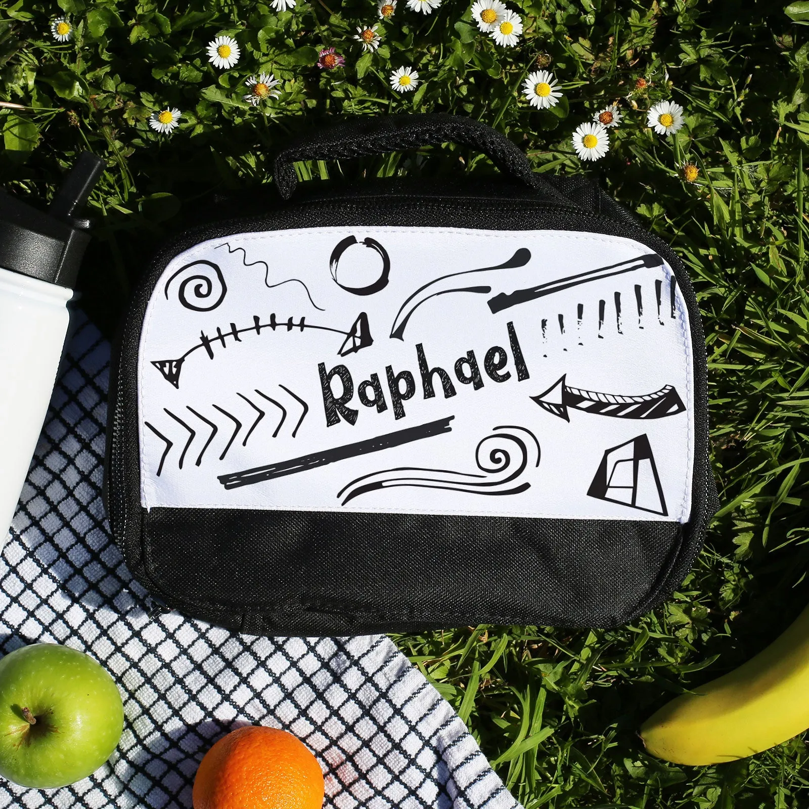Personalised Lunch Bag with Quirky Sketching and Text