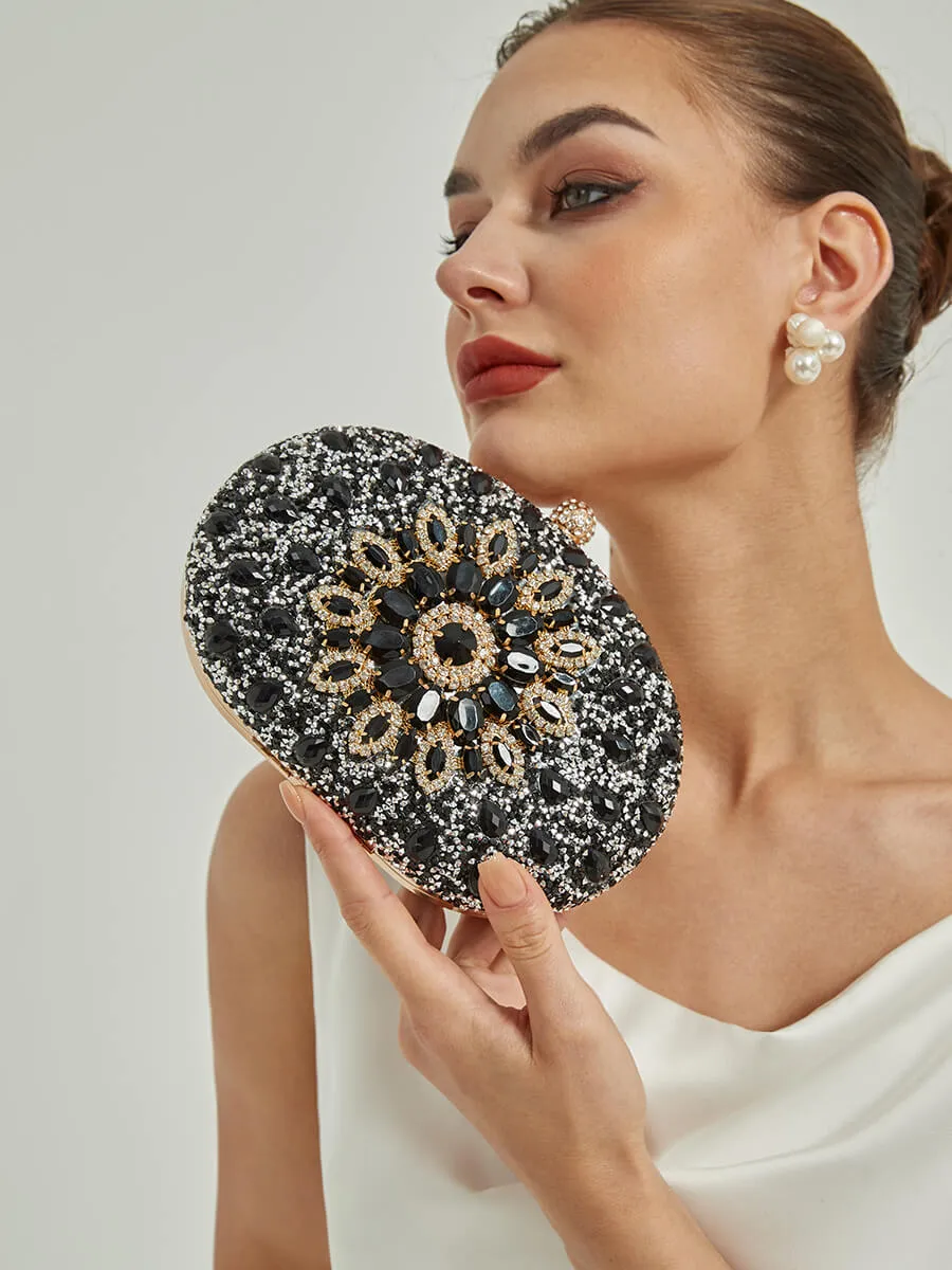 Pink Artificial Diamond Evening Clutch