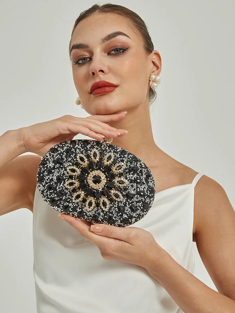 Pink Artificial Diamond Evening Clutch