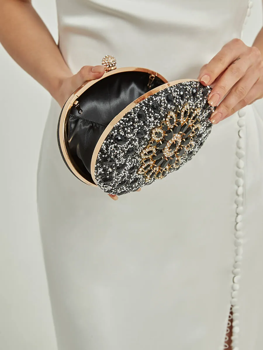 Pink Artificial Diamond Evening Clutch