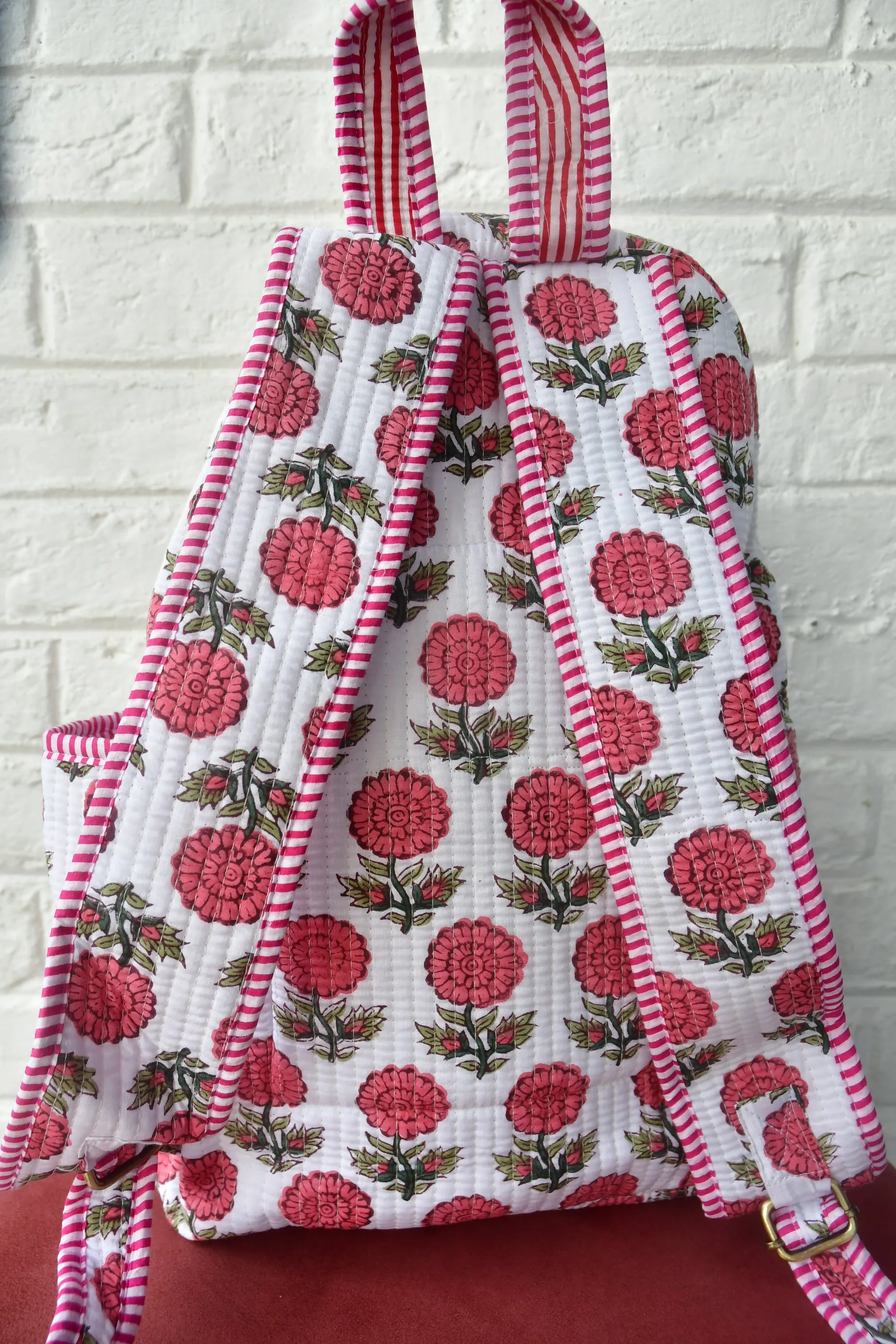 Pink Floral Buti Backpack : Durable & Eco-Friendly