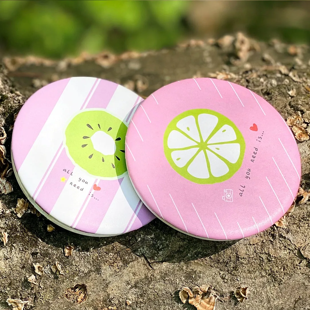 Pink Lime Fruit Compact Makeup Mirror