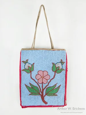 Plateau Beaded Flat Bag with Light Blue Background