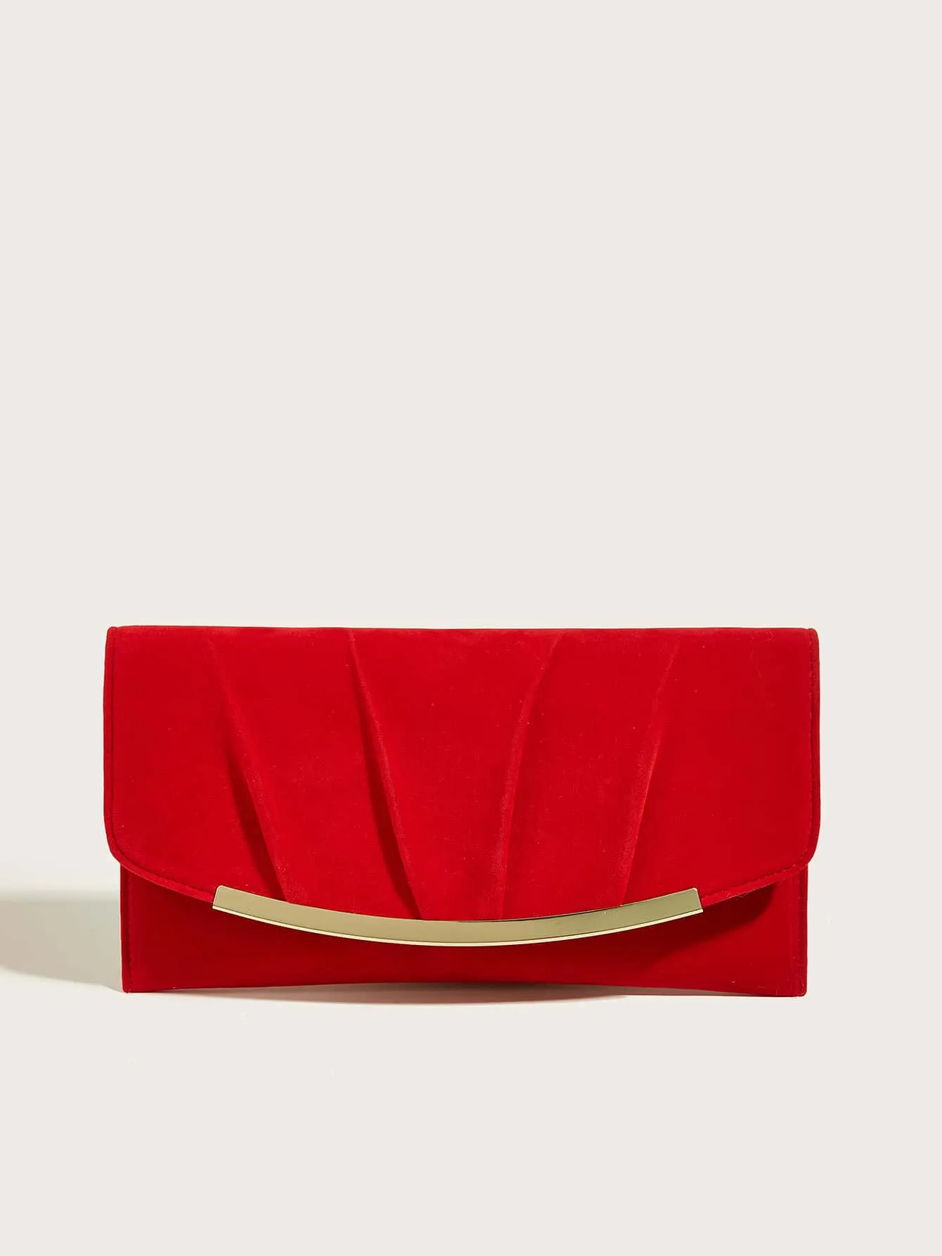 Pleated Metal Decor Flap Chain Square Bag - Red - FD ⚡