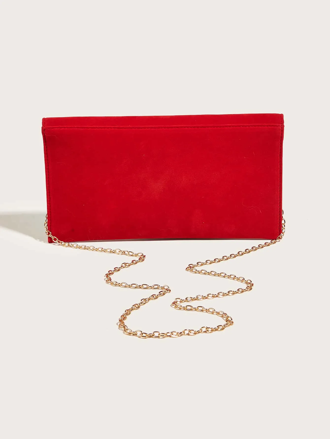 Pleated Metal Decor Flap Chain Square Bag - Red - FD ⚡