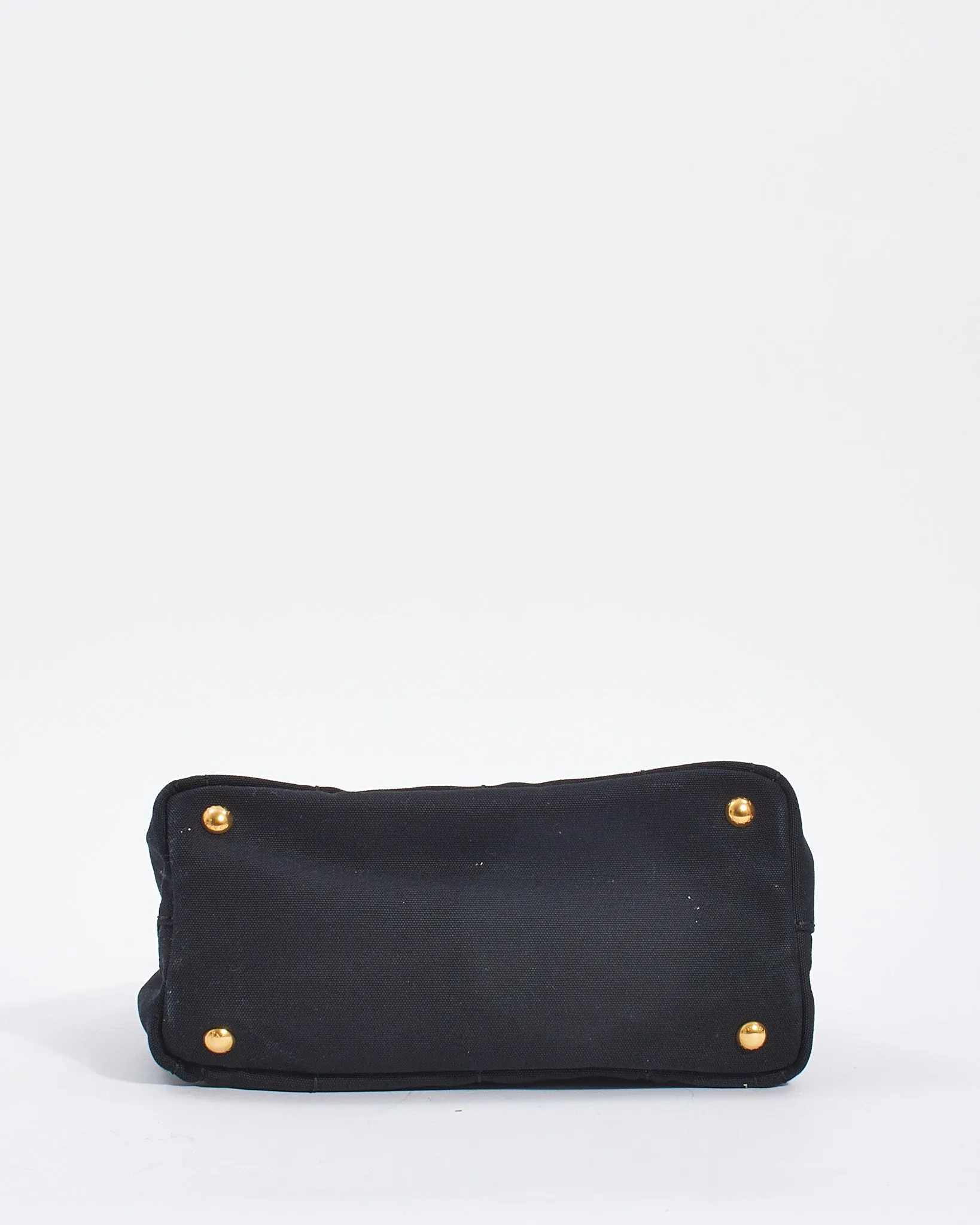 Prada Black Cotton Canvas Logo Small Canapa Tote with Strap