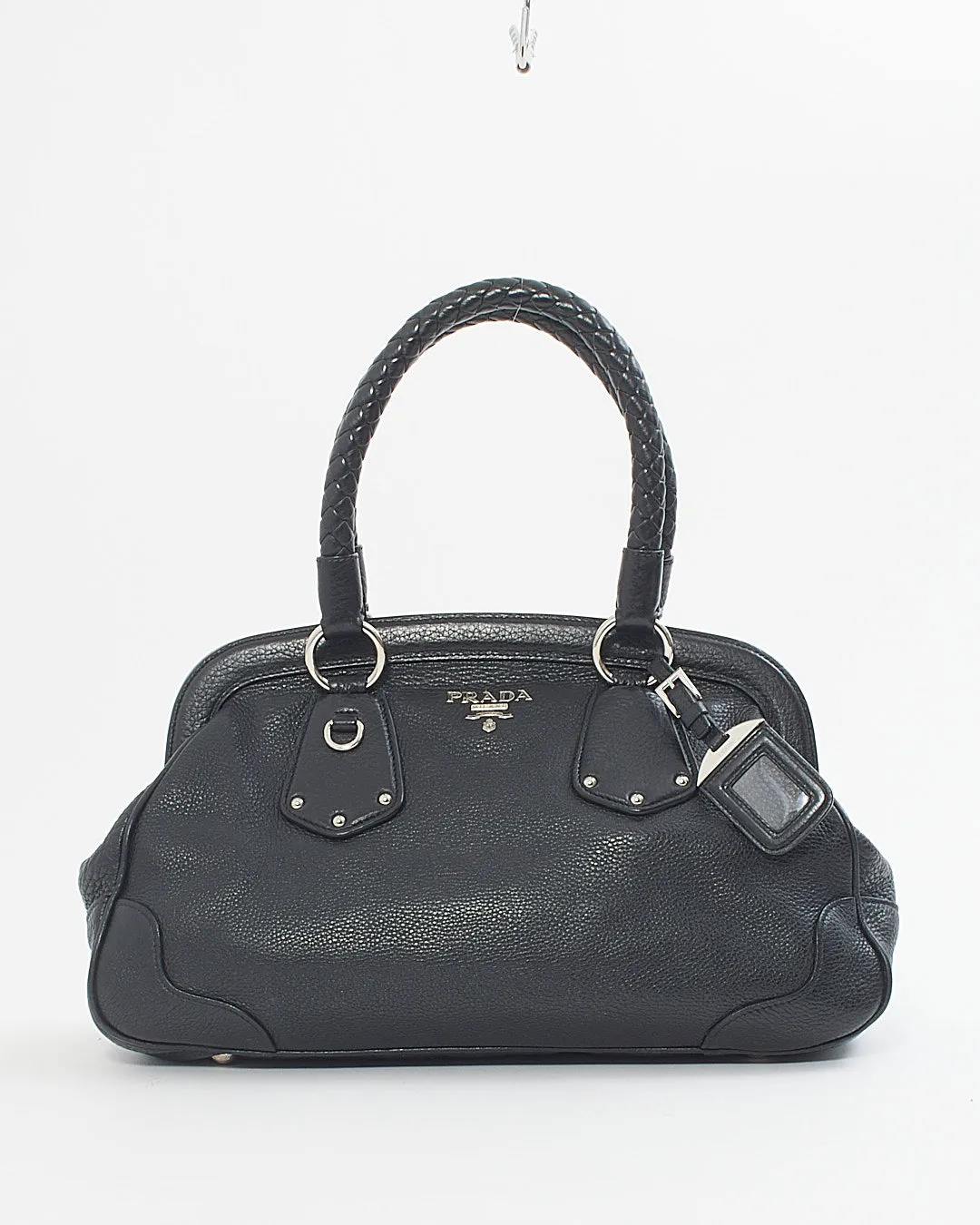 Prada Black Leather Doctor's Bag / Bowler Tote
