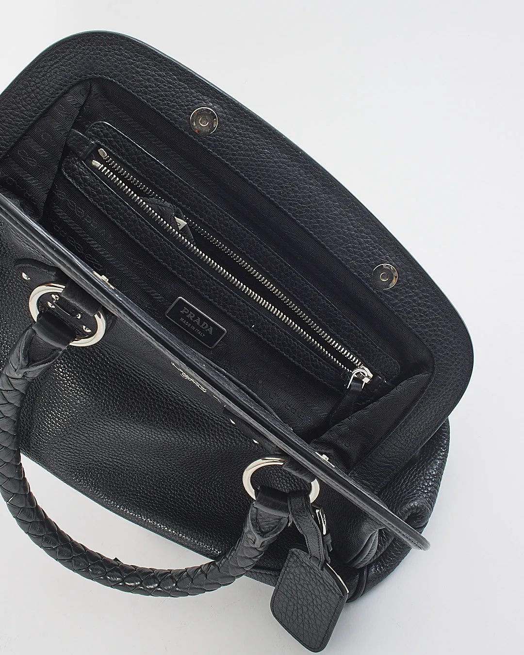 Prada Black Leather Doctor's Bag / Bowler Tote