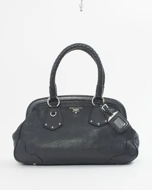 Prada Black Leather Doctor's Bag / Bowler Tote