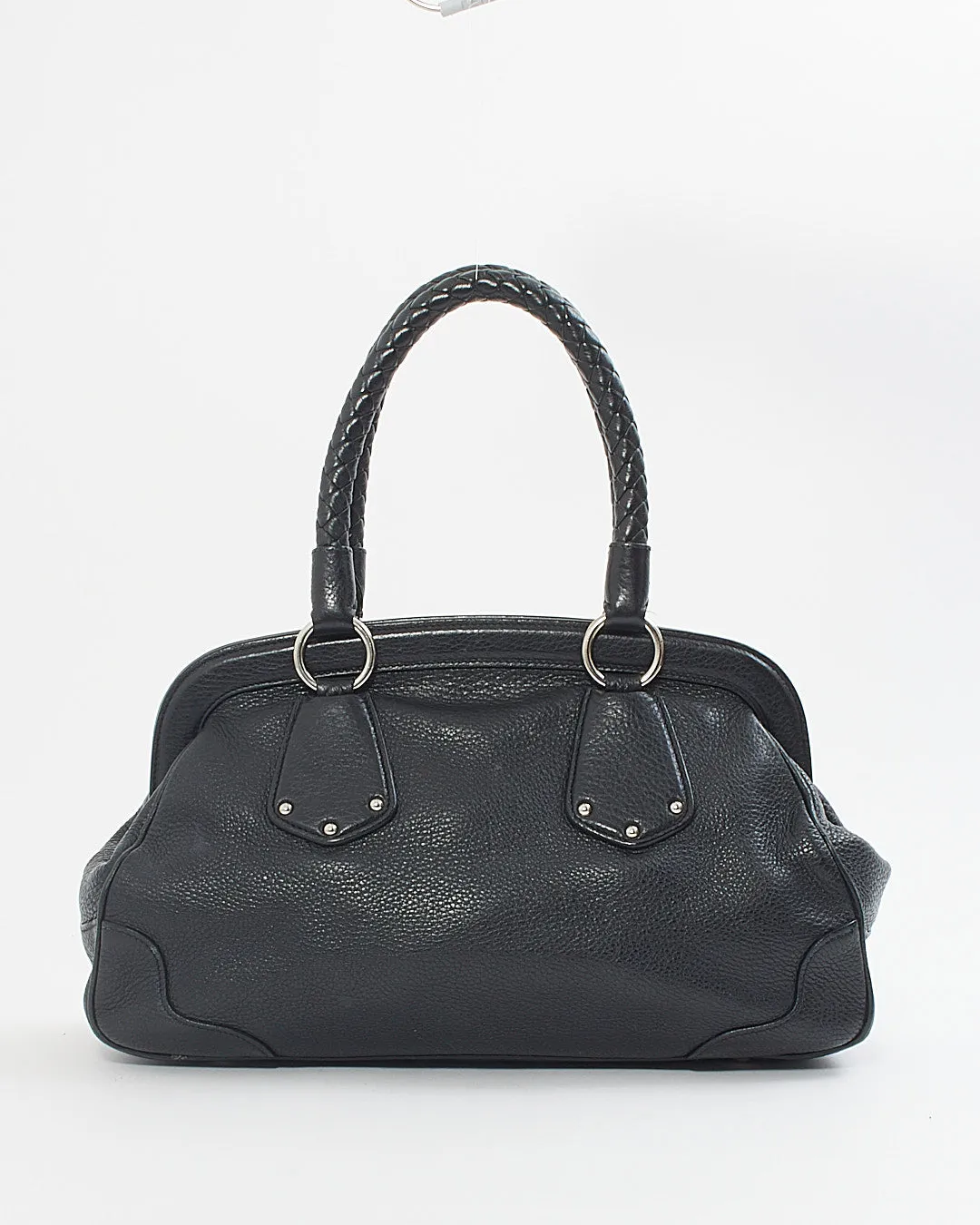 Prada Black Leather Doctor's Bag / Bowler Tote