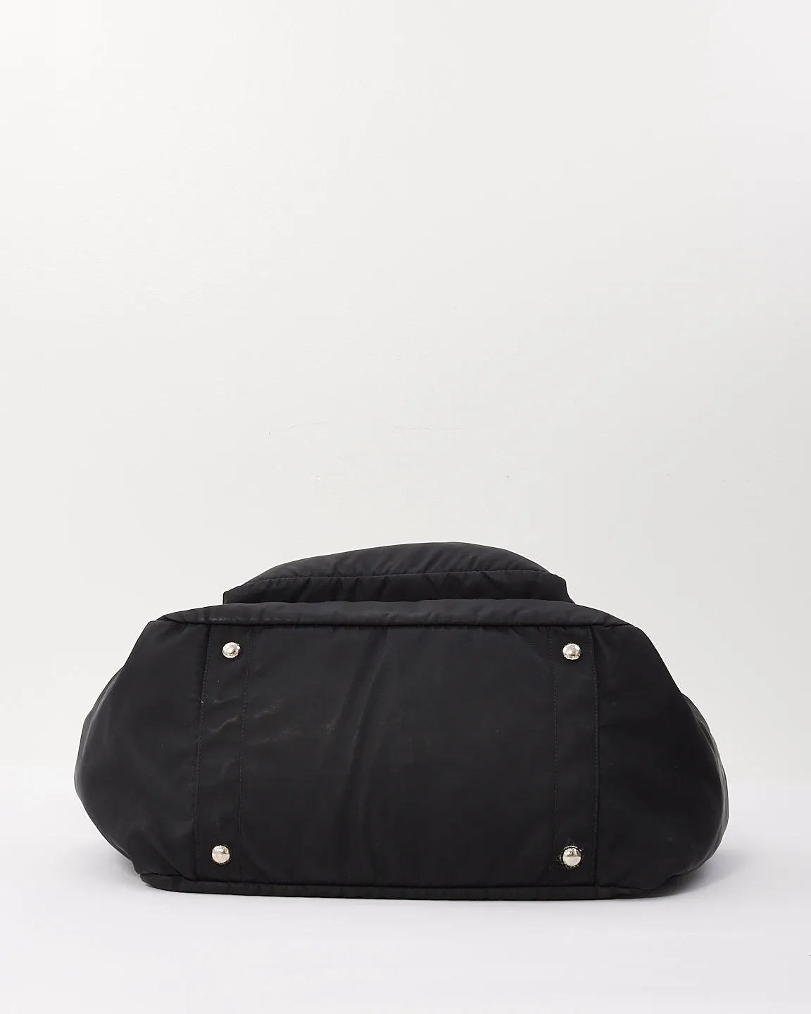 Prada Black Nylon Saffiano Trimmed Tessuto Diaper Bag with Strap