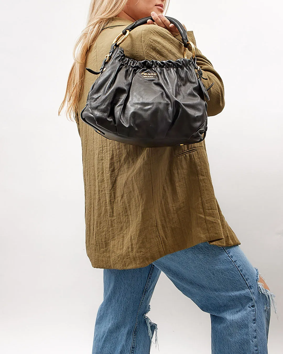 Prada Black Vitello Shoulder Bag