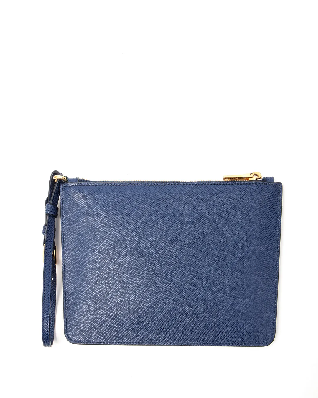 Prada Bluette Saffiano Leather Wristlet Clutch