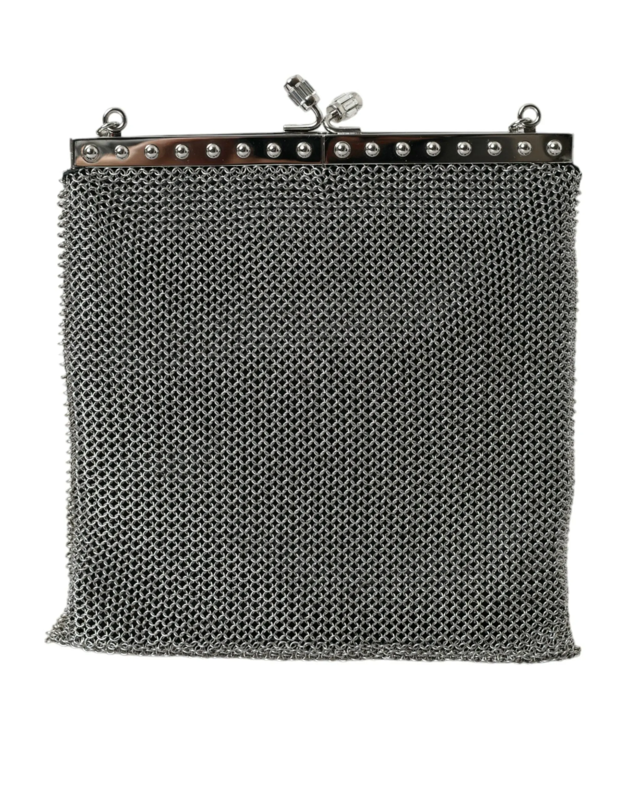 Prada Elegant Mesh Shoulder Evening Silver Bag