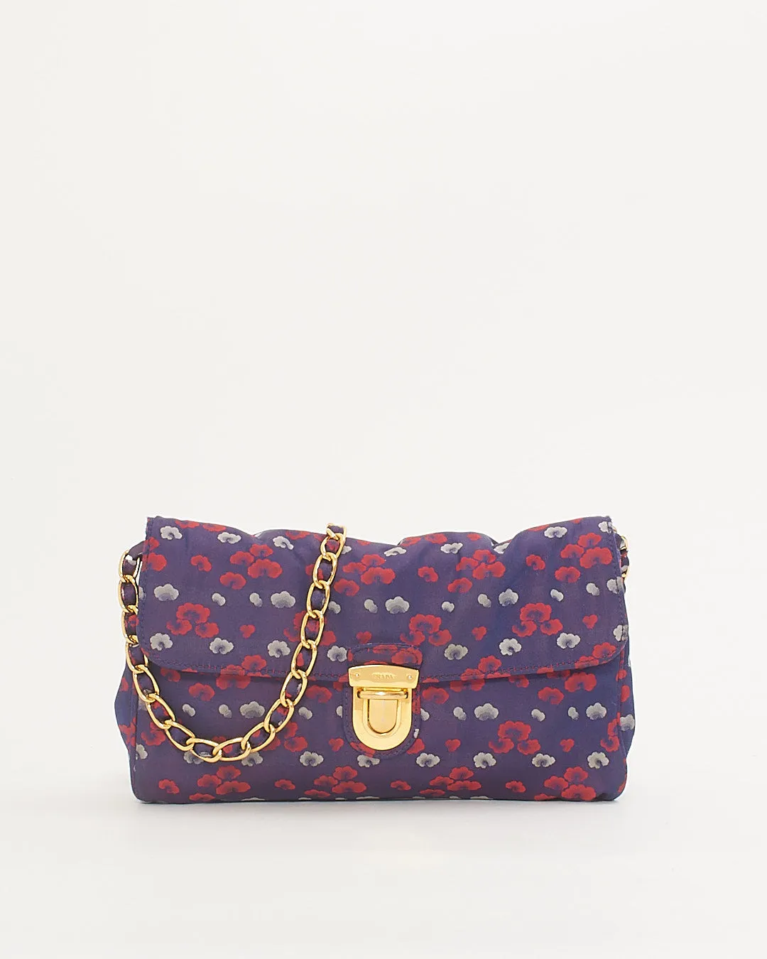 Prada Purple Floral Nylon Small Crossbody Bag