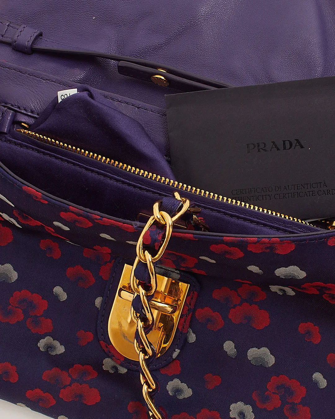 Prada Purple Floral Nylon Small Crossbody Bag