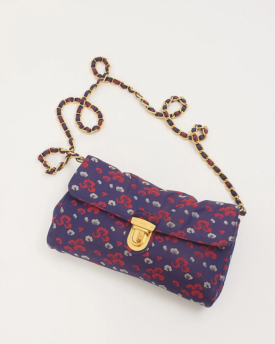 Prada Purple Floral Nylon Small Crossbody Bag