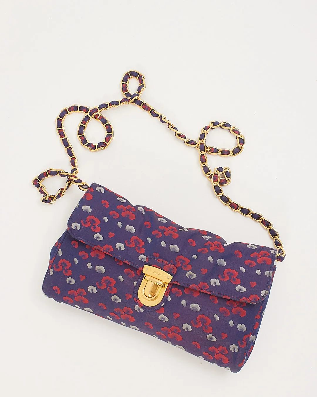 Prada Purple Floral Nylon Small Crossbody Bag