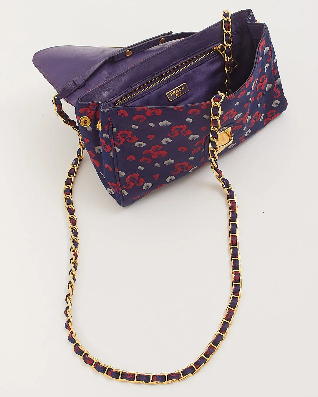 Prada Purple Floral Nylon Small Crossbody Bag