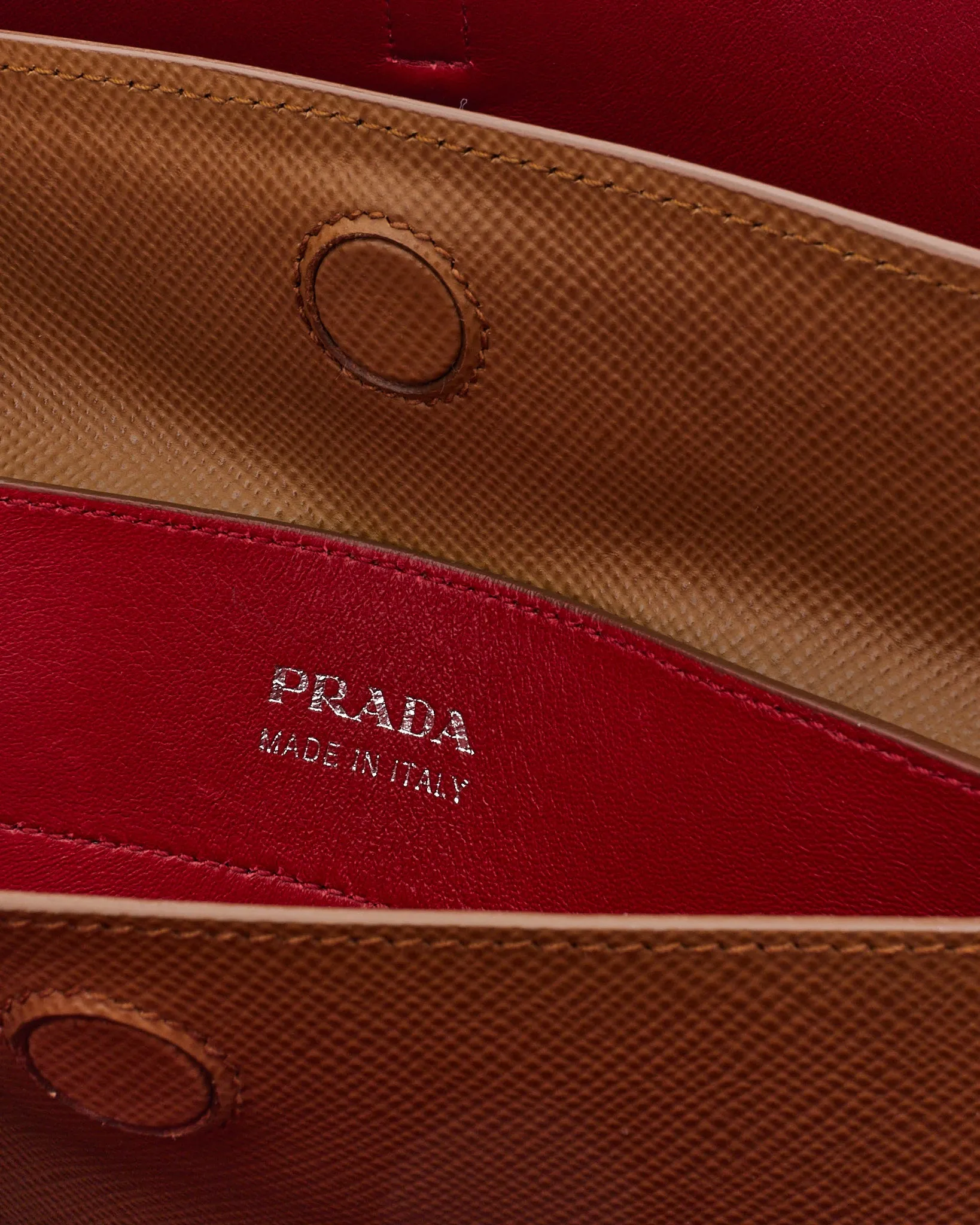 Prada Tan Saffiano Leather Medium Double Tote Bag