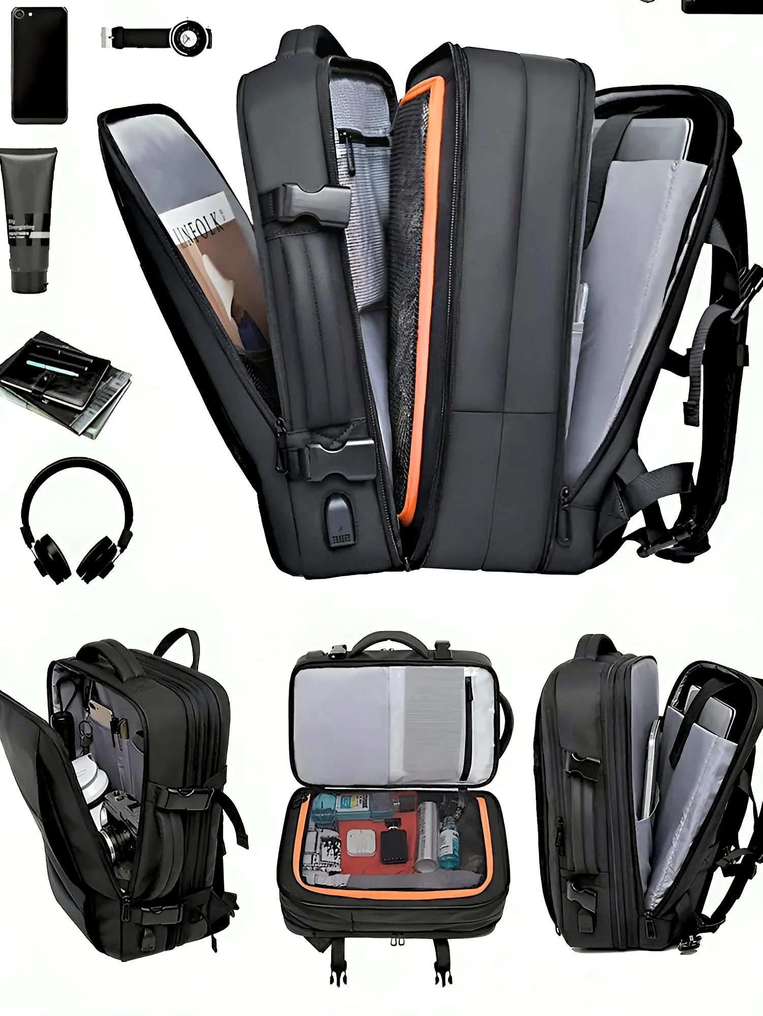 Premium Smart Travel Backpack | Anti-Theft | Waterproof | Expandable | USB Port