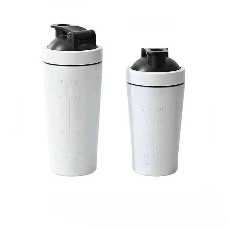 Premium Stainless Steel Protein Powder Shaker Bottle – 500ML/750ML Leak-Proof Gym Fitness Cup – Steel Ball for Smooth Mixing – Ideal for Whey Shakes & Sports Drinks – Durable & Easy to Clean
