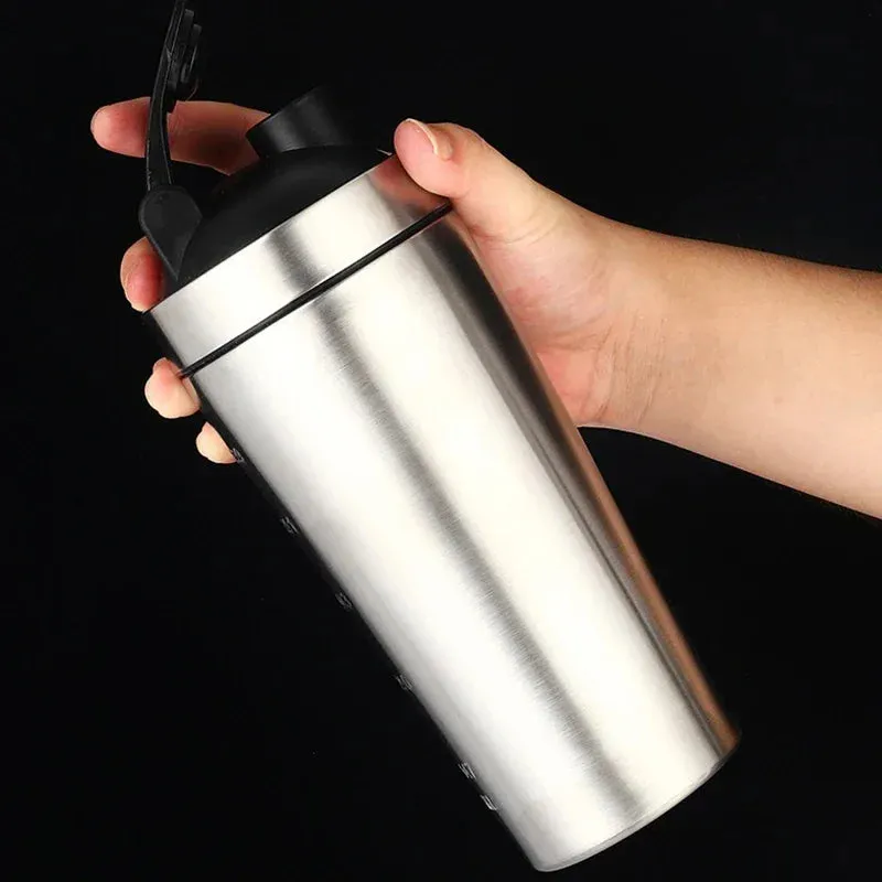 Premium Stainless Steel Protein Powder Shaker Bottle – 500ML/750ML Leak-Proof Gym Fitness Cup – Steel Ball for Smooth Mixing – Ideal for Whey Shakes & Sports Drinks – Durable & Easy to Clean