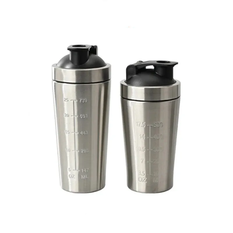 Premium Stainless Steel Protein Powder Shaker Bottle – 500ML/750ML Leak-Proof Gym Fitness Cup – Steel Ball for Smooth Mixing – Ideal for Whey Shakes & Sports Drinks – Durable & Easy to Clean