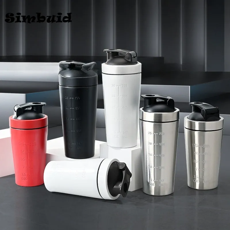 Premium Stainless Steel Protein Powder Shaker Bottle – 500ML/750ML Leak-Proof Gym Fitness Cup – Steel Ball for Smooth Mixing – Ideal for Whey Shakes & Sports Drinks – Durable & Easy to Clean