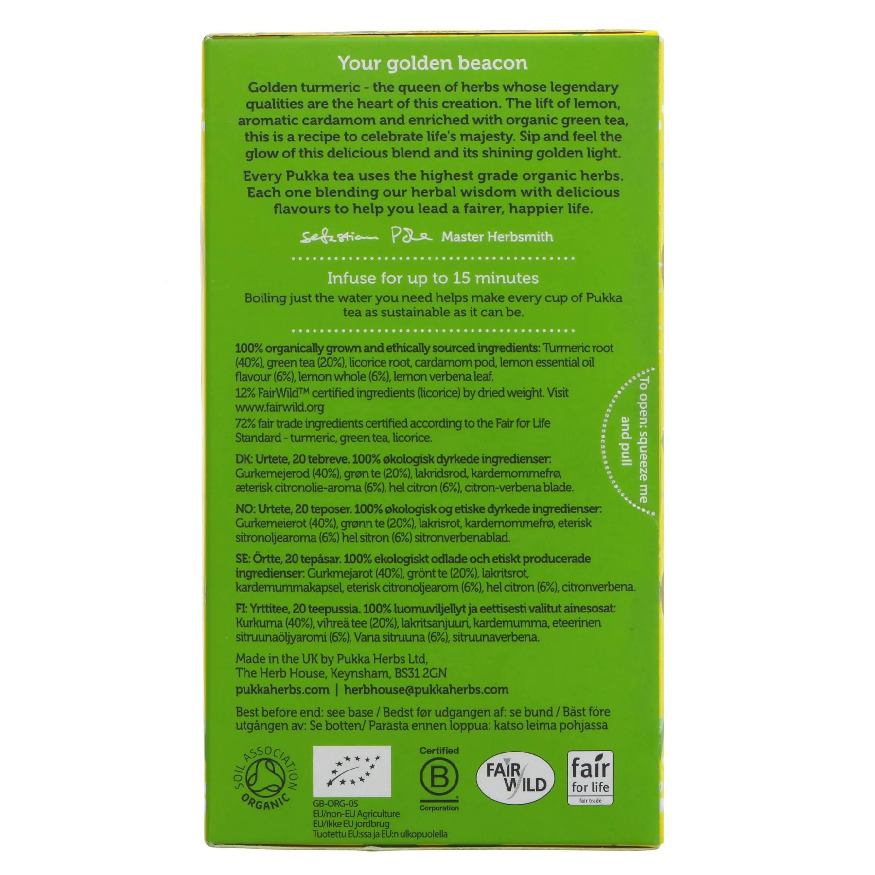 Pukka | Turmeric Gold - Turmeric, Lemonfruit, Cardamom | 20 bags
