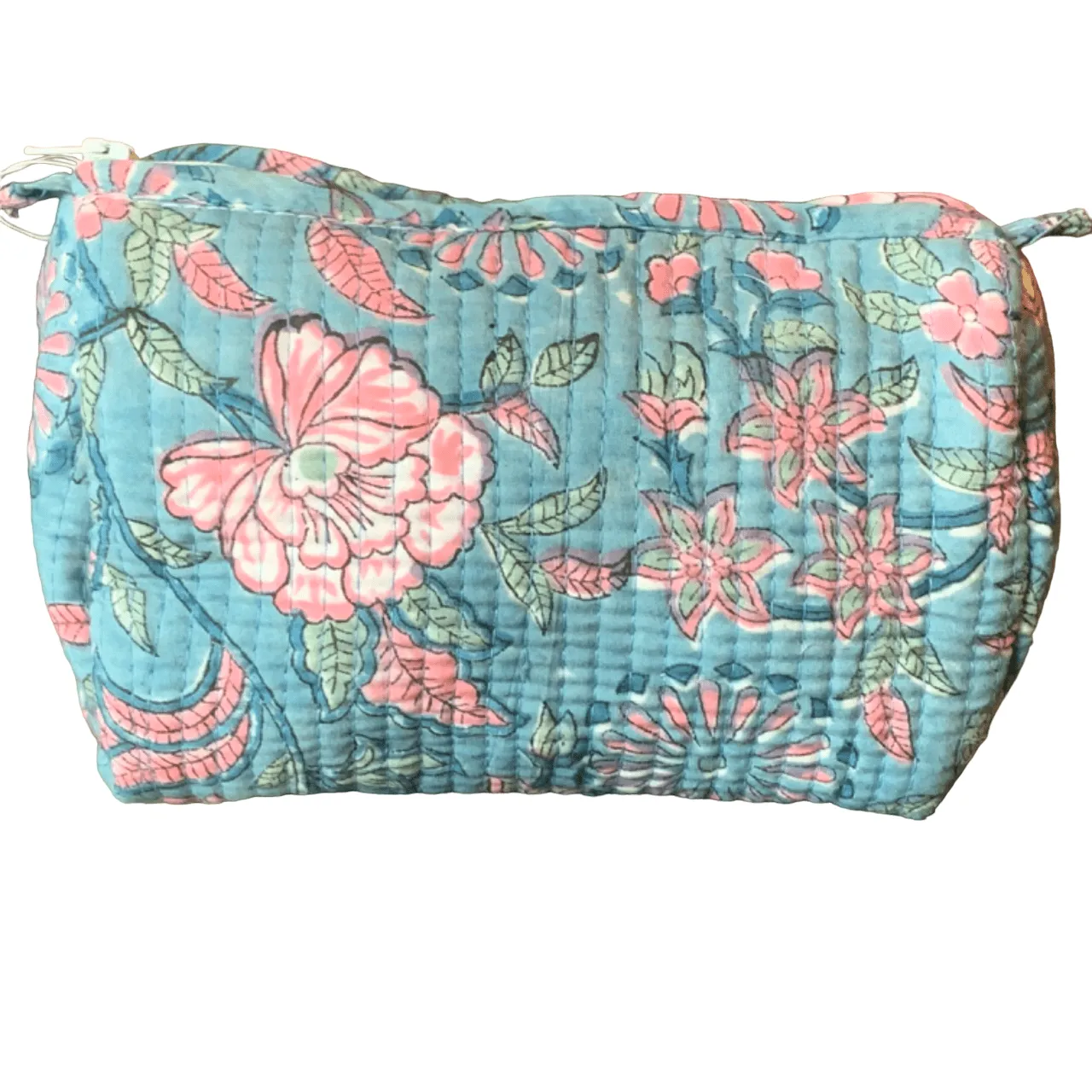 Quilted Block Print Toiletry Bag | 5 x 3 x 3