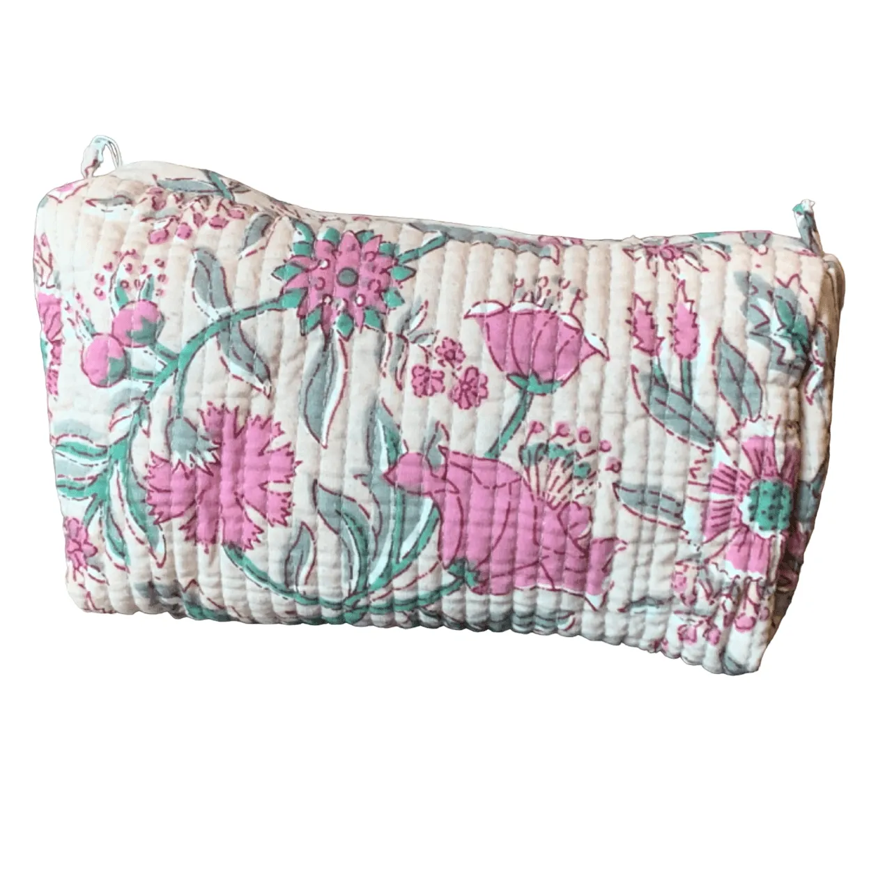 Quilted Block Print Toiletry Bag | 5 x 3 x 3