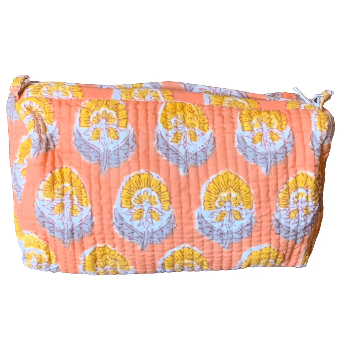 Quilted Block Print Toiletry Bag | 5 x 3 x 3