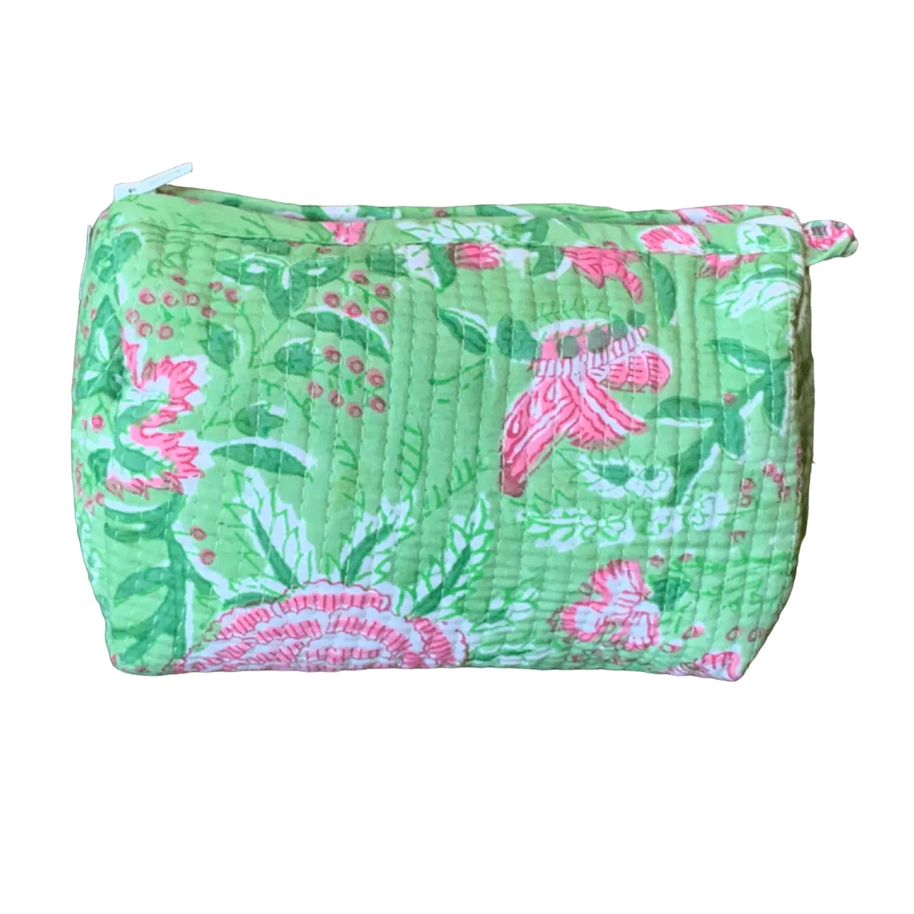 Quilted Block Print Toiletry Bag | 5 x 3 x 3