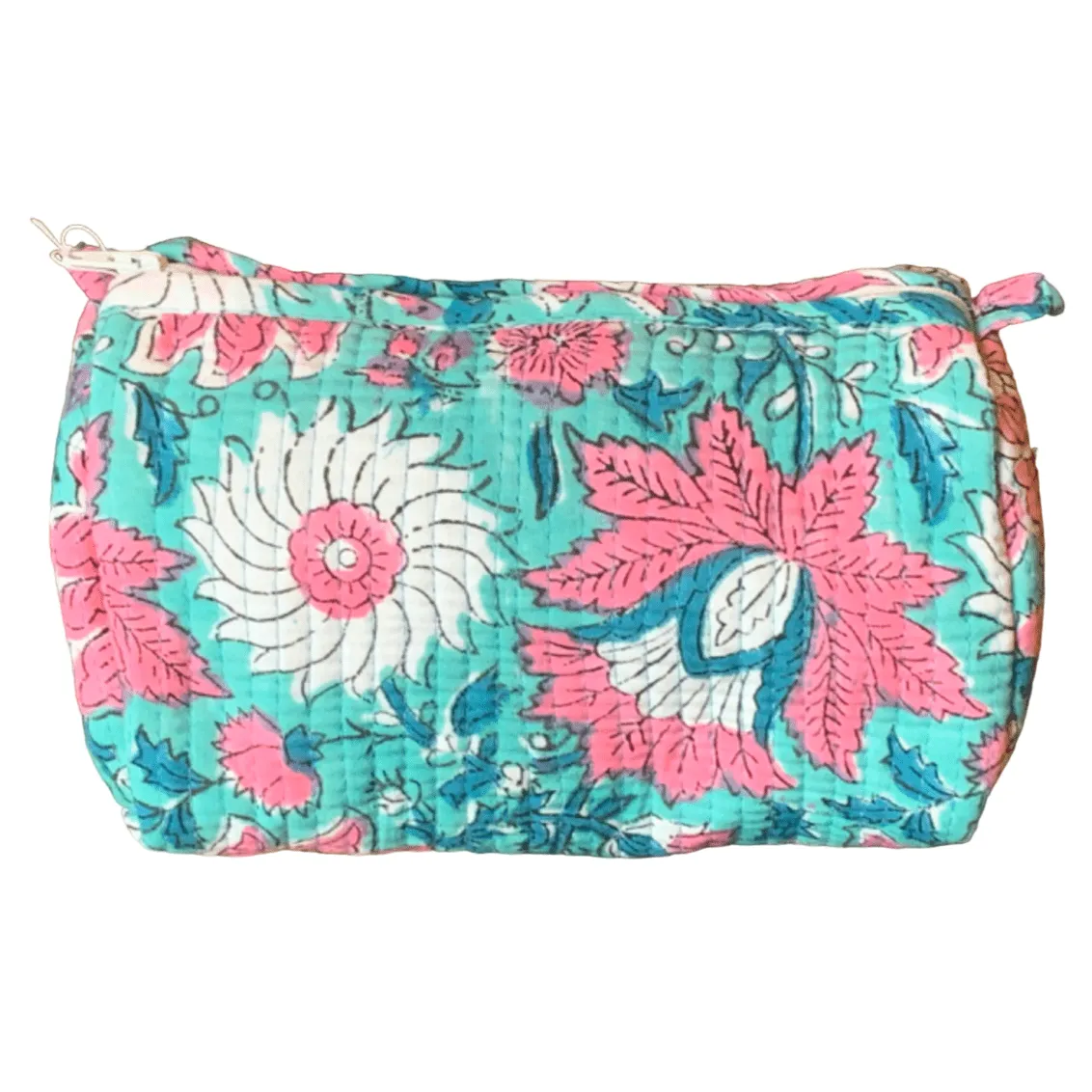 Quilted Block Print Toiletry Bag | 5 x 3 x 3