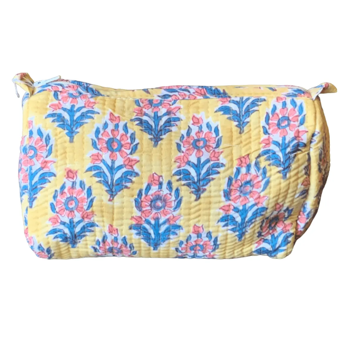 Quilted Block Print Toiletry Bag | 5 x 3 x 3